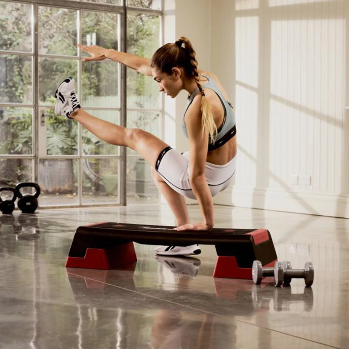 Reebok Fitness Multipurpose Aerobic Strength Training Workout Step, Red