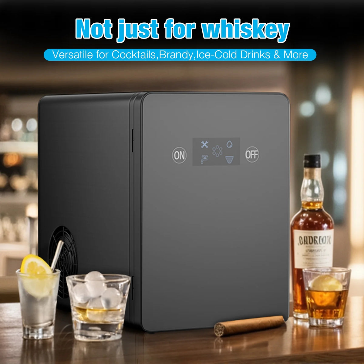 TABU 40Lbs/24H Countertop Ice Maker Machine,3 in 1 Ice Maker with Water Dispenser,Crushed Ice,Black