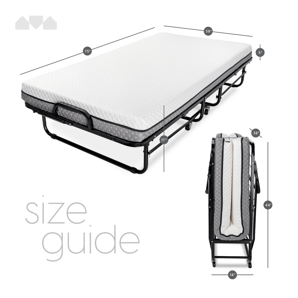 Milliard Twin Steel Folding Bed with Luxurious Memory Foam