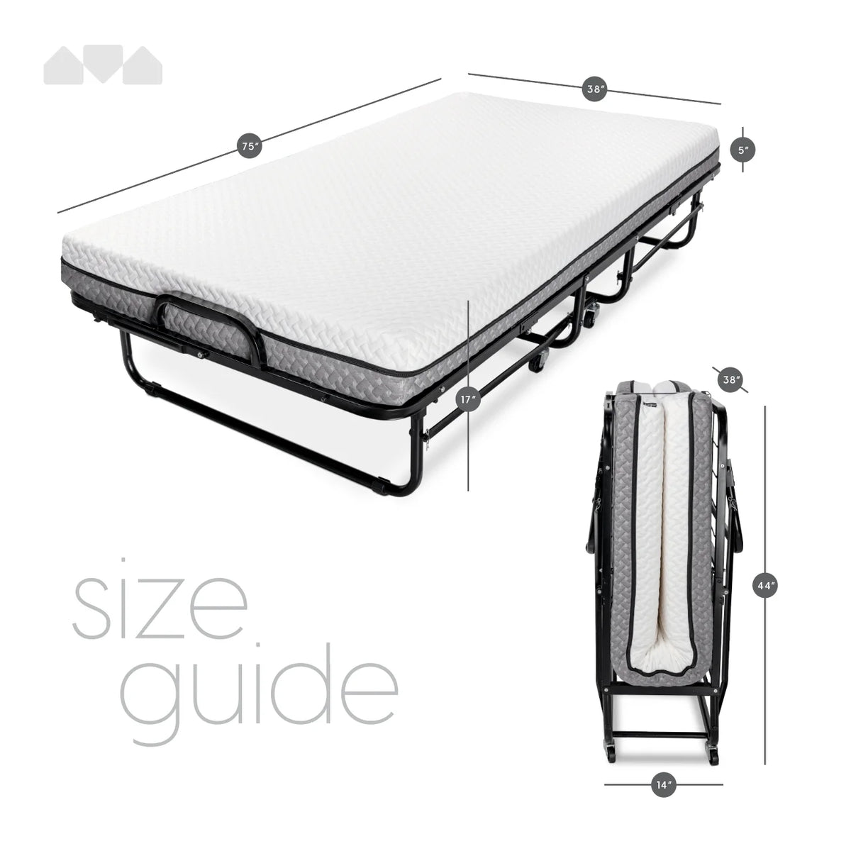 Milliard Twin Steel Folding Bed with Luxurious Memory Foam