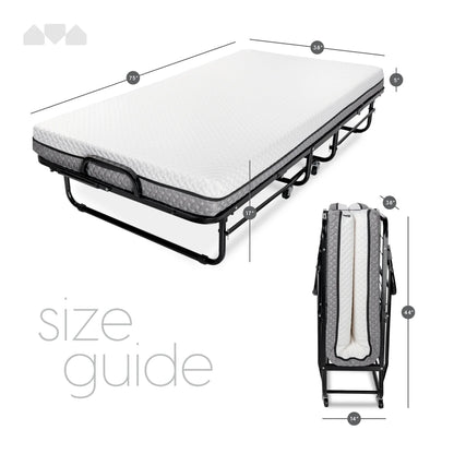 Milliard Twin Steel Folding Bed with Luxurious Memory Foam