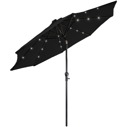 Northlight 9ft Solar Lighted Outdoor Patio Market Umbrella with Hand Crank and Tilt, Pink
