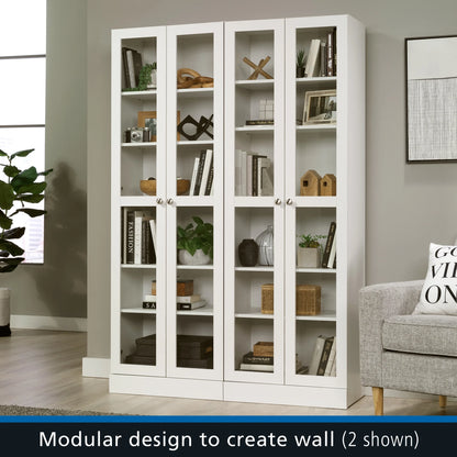 Mainstays Glass Door Storage Bookcase, Black Finish