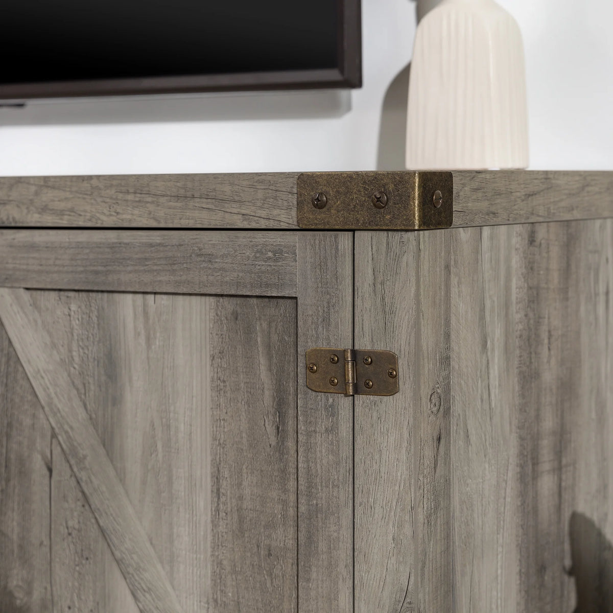 Walker Edison Modern Farmhouse Barn Door TV Stand for TVs up to 65", Grey Wash