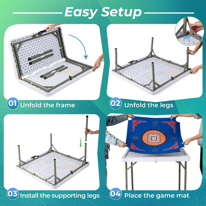 Costway 35" Folding Mahjong Table with Cup Holders & Smooth Felt Mat Carrying Handle Green