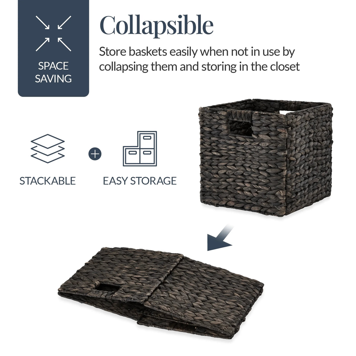 Best Choice Products 12x12in Hyacinth Baskets, Set of 5 Multipurpose Collapsible Organizers w/ Inserts - Natural