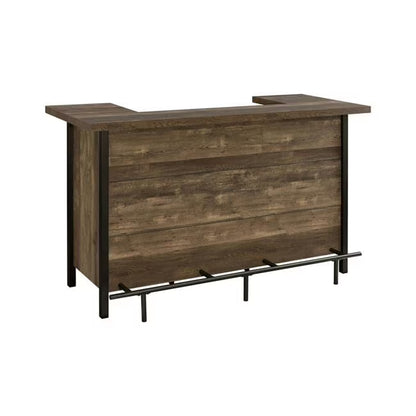 71 Inch Rectangular Home Bar Serving Unit Storage Shelves 2 Tiers Brown