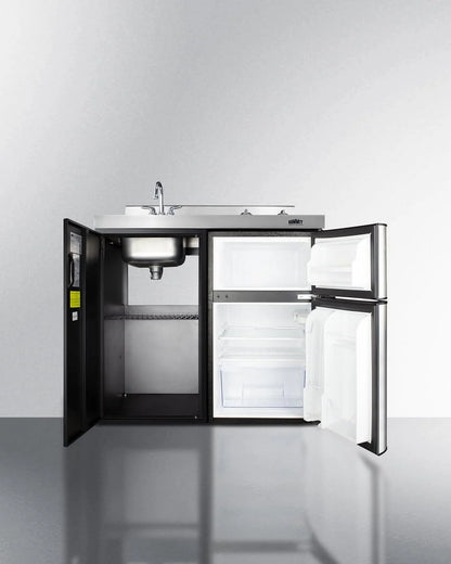 39" Wide All-In-One Kitchenette, stainless steel/black