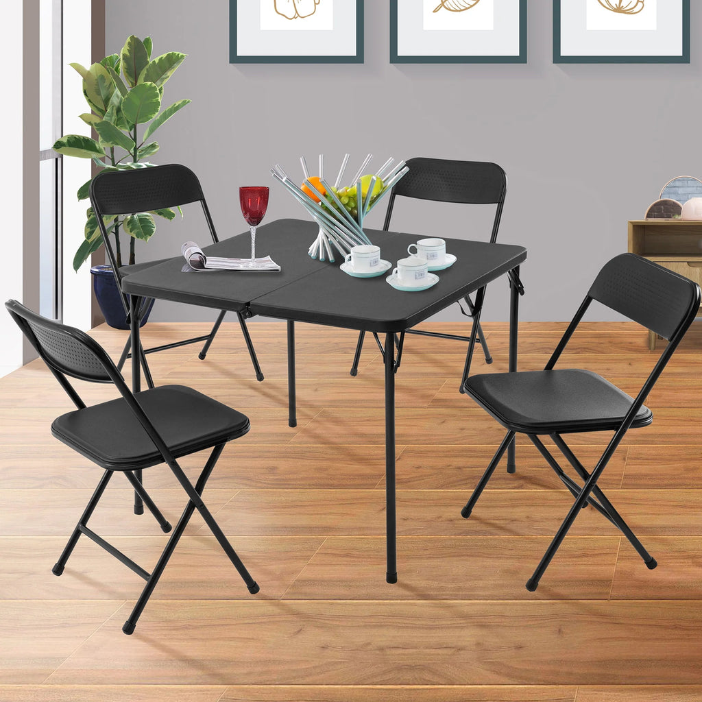 Mainstays 34" Square Resin Fold-in-Half Indoor Outdoor Table, Rich Black