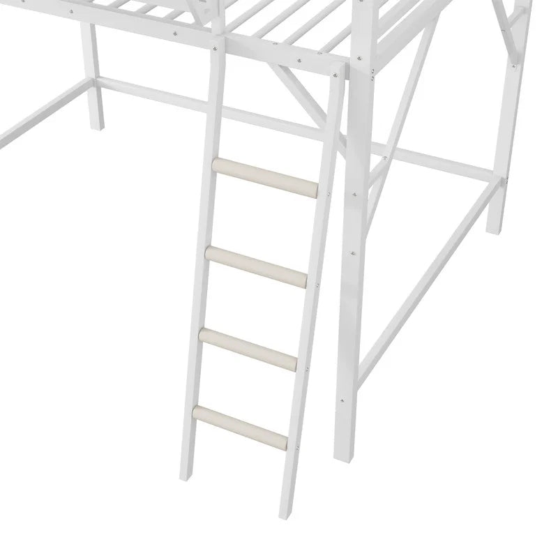 Duxelifin Queen Size Metal Loft Bed Frame, Heavy Duty Steel High Loft Bed with Storage Shelves & Ladder, Space-Saving Loft Bed for Apartments, Adults, Teens & Juniors (Black)