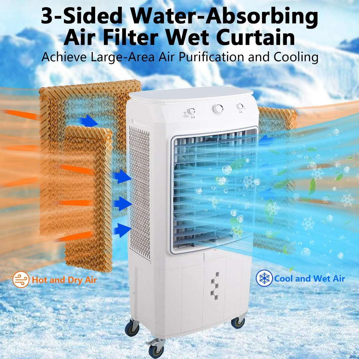 Garvee Air Coolers For Home Quiet,Evaporative Air Cooler 4100 CFM Swamp Cooler Air Conditioner with Remote Control and 4 Ice Packs, 3 Modes & Wind Speeds for Outdoor, Indoor, Garage, 15.8 Gallons