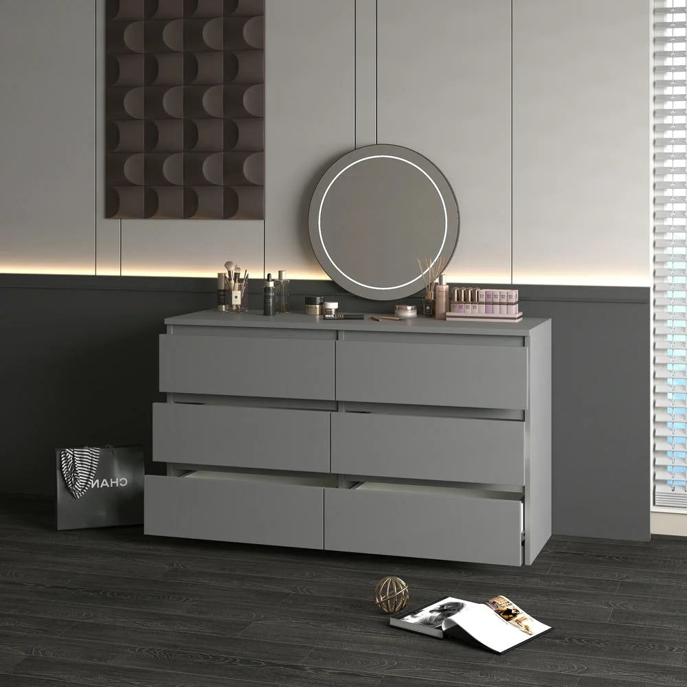 Kadyn Modern 6 Drawer Dresser Wood Cabinet,Dresser for Bedroom, Kitchen Storage Cabinet with Drawers, Chest of Drawers(Black)