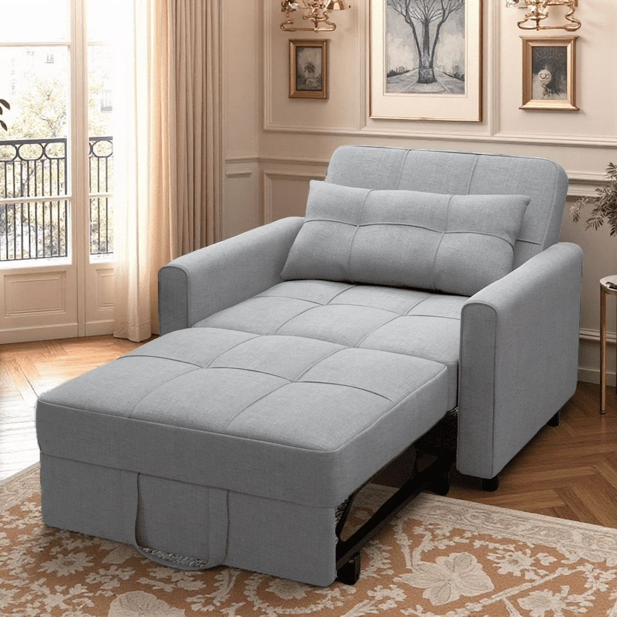 3 in 1 Convertible Sofa Bed Chair for Living Room , Aiho Sleeper Sofa Bed for Living Room, Dark Gray