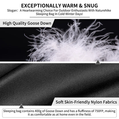 Naturehike Ultralight White Goose Down Sleeping Bag 750/550 Fill Power with Compression Sack