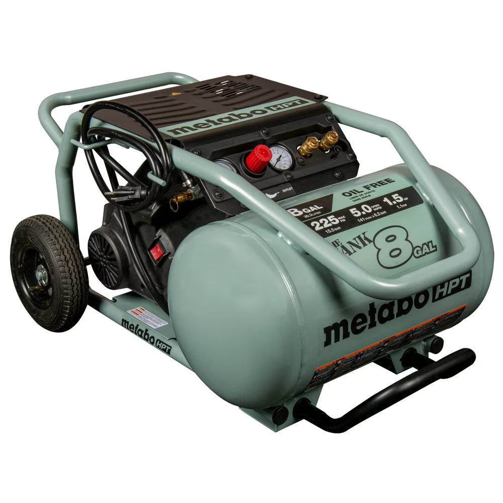 Metabo HPT Air Compressor, THE TANK, 8-Gallon Trolley Air Compressor, 225 PSI, Versatile for Use with Framing, Siding, Finish, or Roofing Nailers, Easy Mobility with Rubber Tires, EC1315S