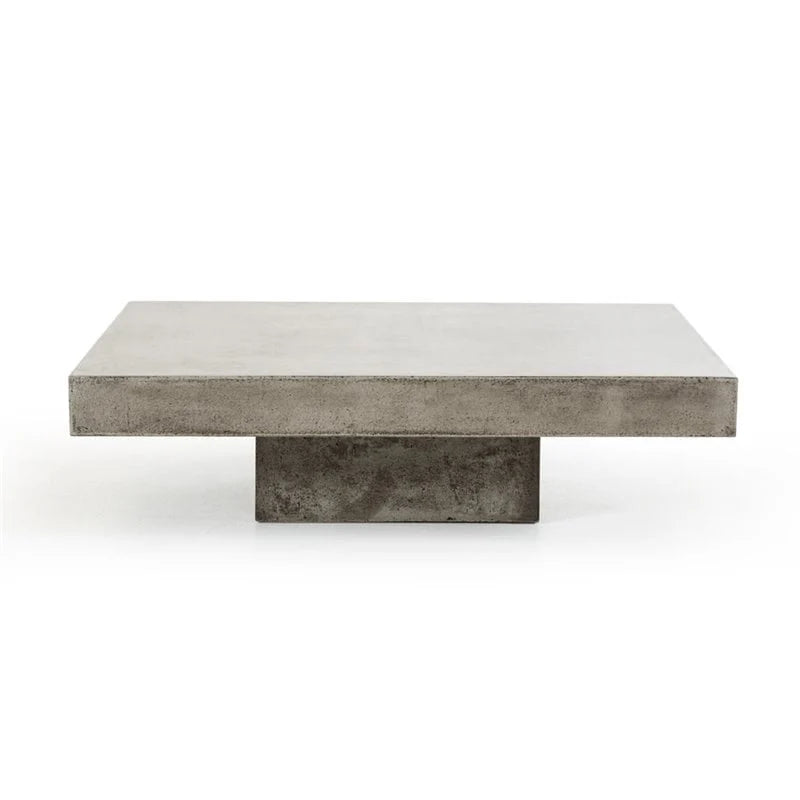 Modrest Morley Square Modern Concrete Stone Coffee Table in Dark Gray
