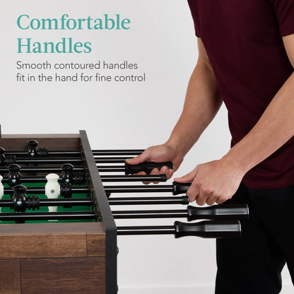 Best Choice Products Large 54in Full-Size Foosball Table for Home, Game Room w/ 2 Balls, 2 Cup Holders - Natural