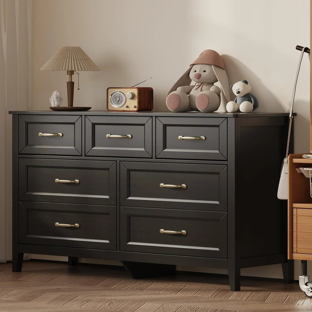 Lofka 47.2" Dresser for Bedroom with 6 Double Drawers, Farmhouse Wood Storage Cabinet with Smooth Metal Handle