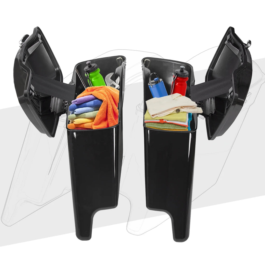 Kojem Hard Saddle Bags for 1993 - 2013 Harley Road King Glide Vivid Black Lockable Saddlebags
