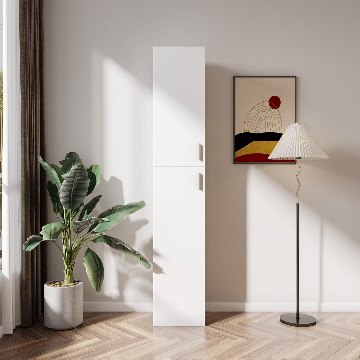 Slim Tall Storage Cabinet,Pantry Cabinet with Doors Shelves Small Space for Kitchen Living Room Bathroom