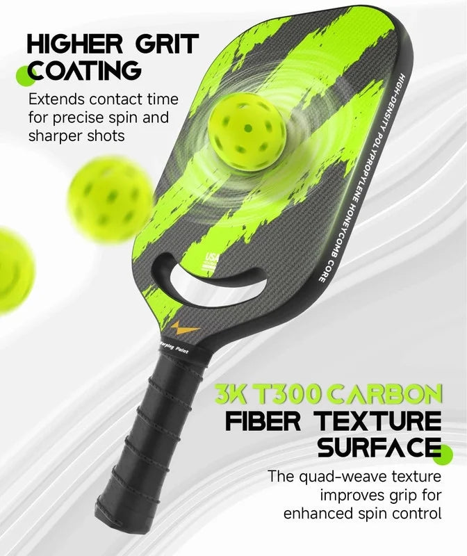 Warping Point Ascent Pickleball Paddles| Carbon Fiber Pickleball Racket with Aero Throat | Textured Grit Surface | Hexa Polymer Core | Designed for Swing Speed and Maneuverability
