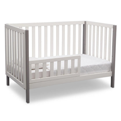 Delta Children Milo 3-in-1 Convertible Crib. Greenguard Gold Certified. Bianca White/Grey