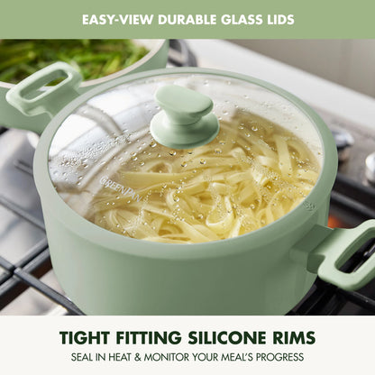GreenPan Essence 17-Piece Ceramic Nonstick Cookware �C Toxin-Free, Dishwasher & Oven Safe, Green