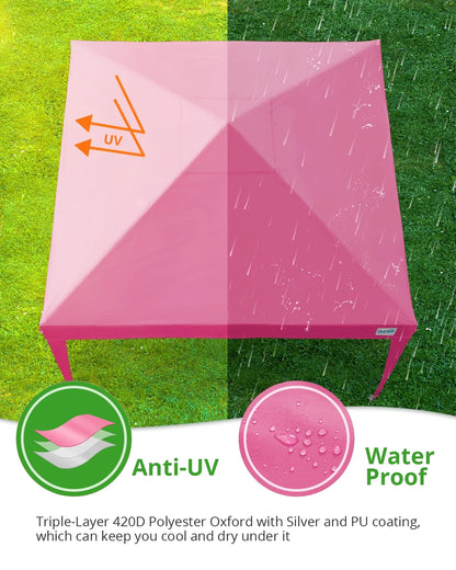 Quictent 10'x10' Pop up Canopy Tent with Sidewalls Instant Outdoor Gazebo Easy Party Tent Enclosed Waterproof, Easy Set up (Pink)