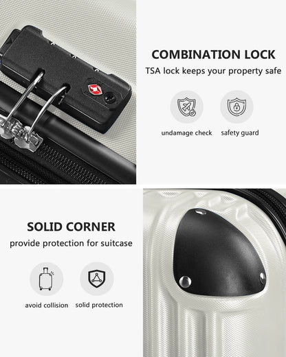 3 Piece Luggage Sets Hard Shell Suitcase Set with Spinner Wheels for Travel Trips Business 20" 24" 28", Rose Gold