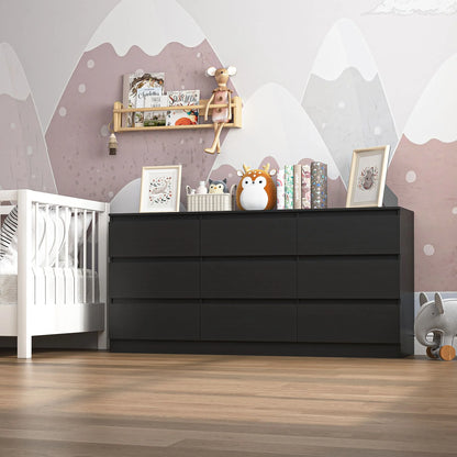 Resenkos Modern Mid Century 6 Drawer Wide Dressers Chests for Bedroom, Chest of Drawer Organizer Grey
