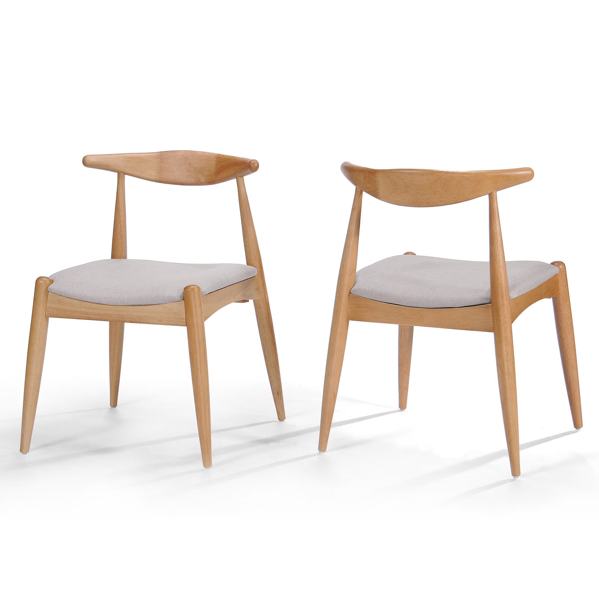 GDF Studio Virgil Mid Century Modern Fabric Upholstered Dining Chairs, Set of 2, Charcoal and Walnut