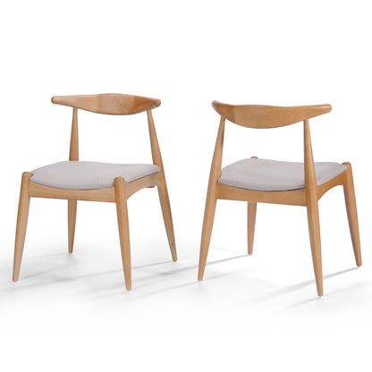 GDF Studio Virgil Mid Century Modern Fabric Upholstered Dining Chairs, Set of 2, Charcoal and Walnut