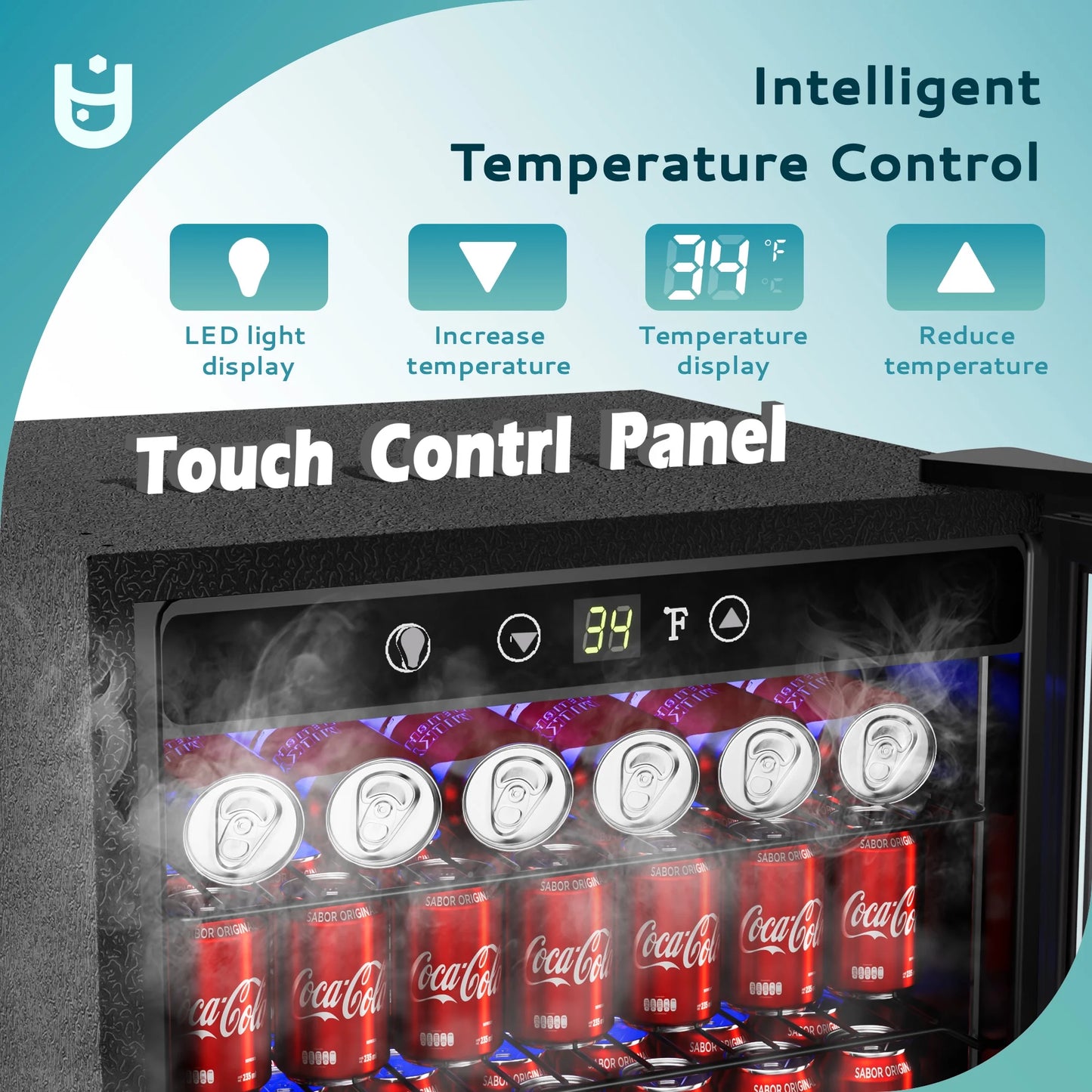 EUHOMY 145 Can Beverage Refrigerator and Mine Cooler with Glass Door with Adjustable Shelves