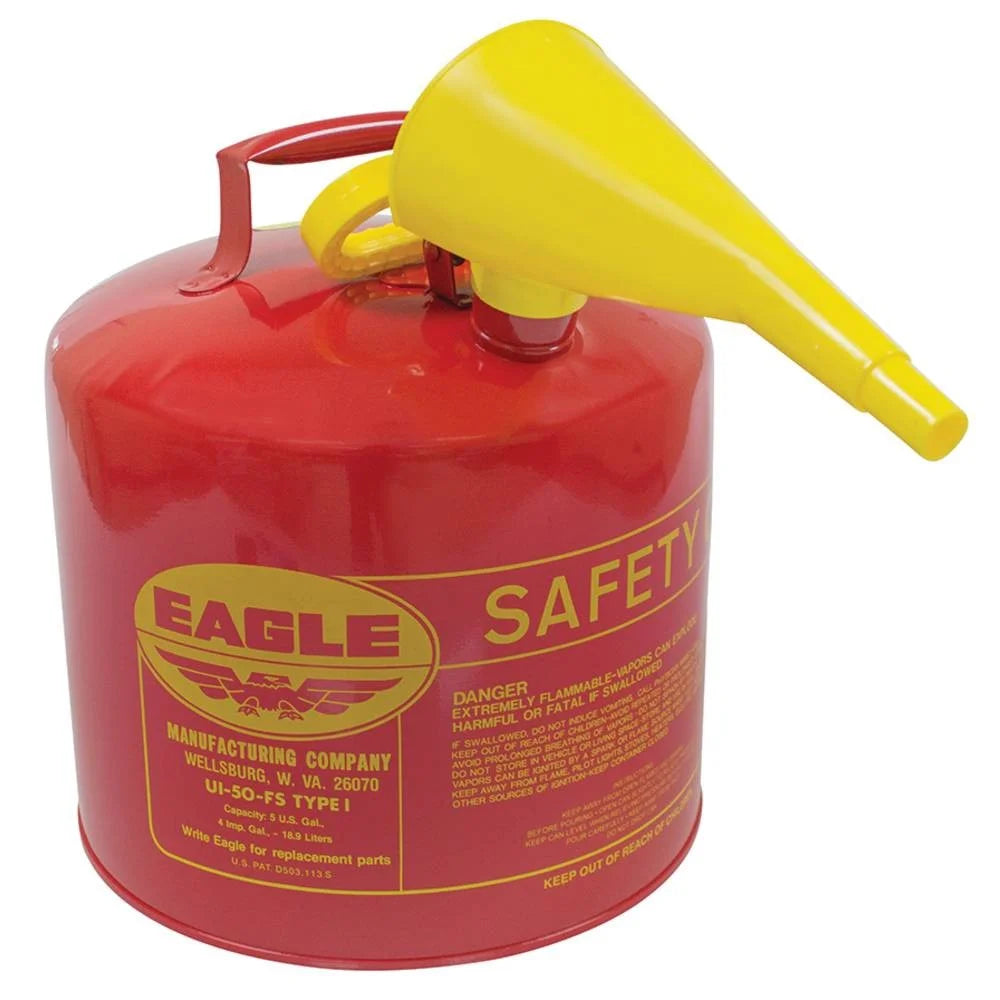 New Stens Metal Safety Fuel Can 765-188 for Eagle 5 Gallon With Funnel