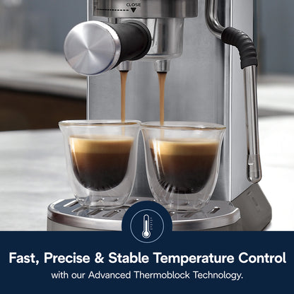 De’Longhi Dedica Duo Espresso Machine, Compact Size with Built in Frother for Latte Art, Brew Espresso, Cold Brew, Lattes & More, Stainless Steel