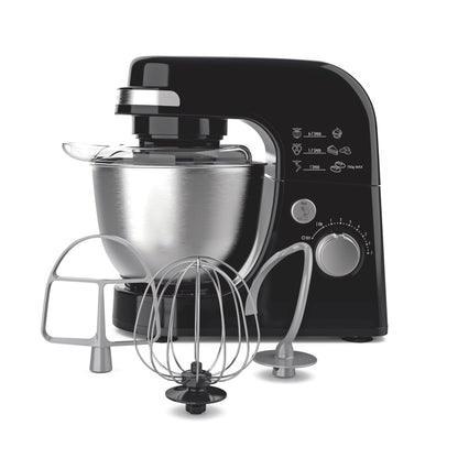 Hamilton Beach 4 Quart Stand Mixer for Kitchen, 7 Speeds, Tilt-Head, Dough Hook, Whisk & Flat Beater, White