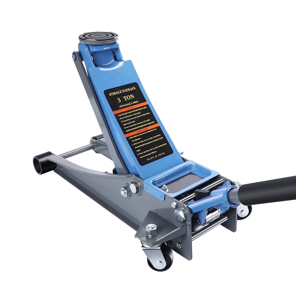 3 Ton Heavy Duty Floor Jack, Fast Lift & Stable Support, Carbon Steel Automotive Jack with Wheels, Max Lift 18.15" for Car and Truck Repair, Blue