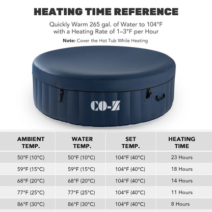 CO-Z 5x5ft PVC Square Inflatable Spa Tub & 120 Massaging Jets for Patio & More for 4-person Blue