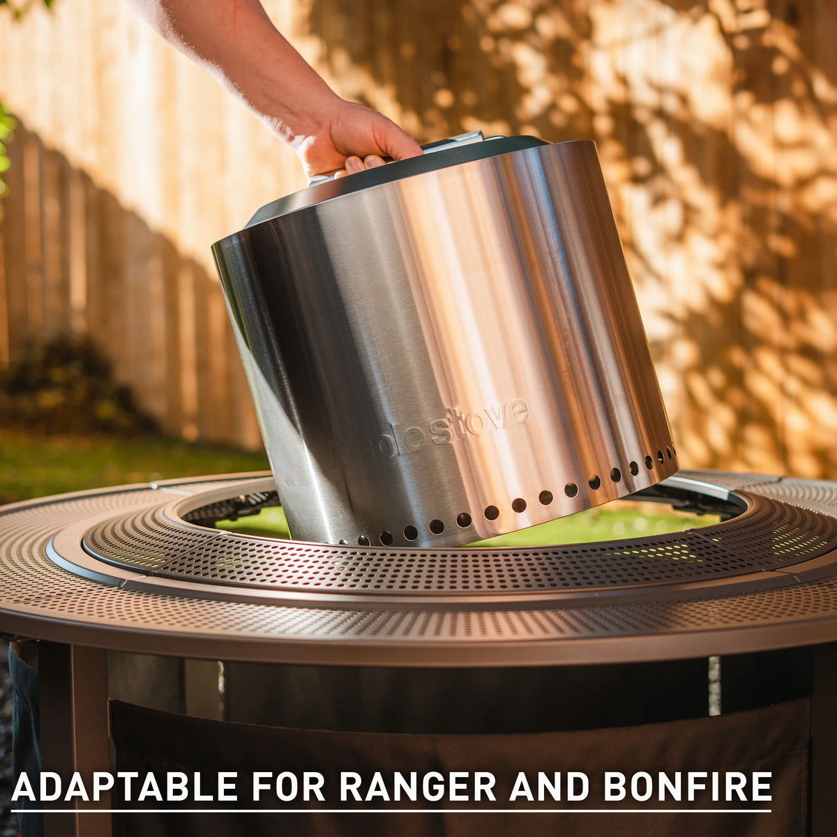 Solo Stove Fire Pit Surround Tabletop, Small | Elevation for Ranger and Bonfire Wood burning Outdoor Fire Pit, Powder-Coated Steel/ UV-Resistant Outdoor Fabric, Dimensions (HxDia): 20 x 42 in, Black