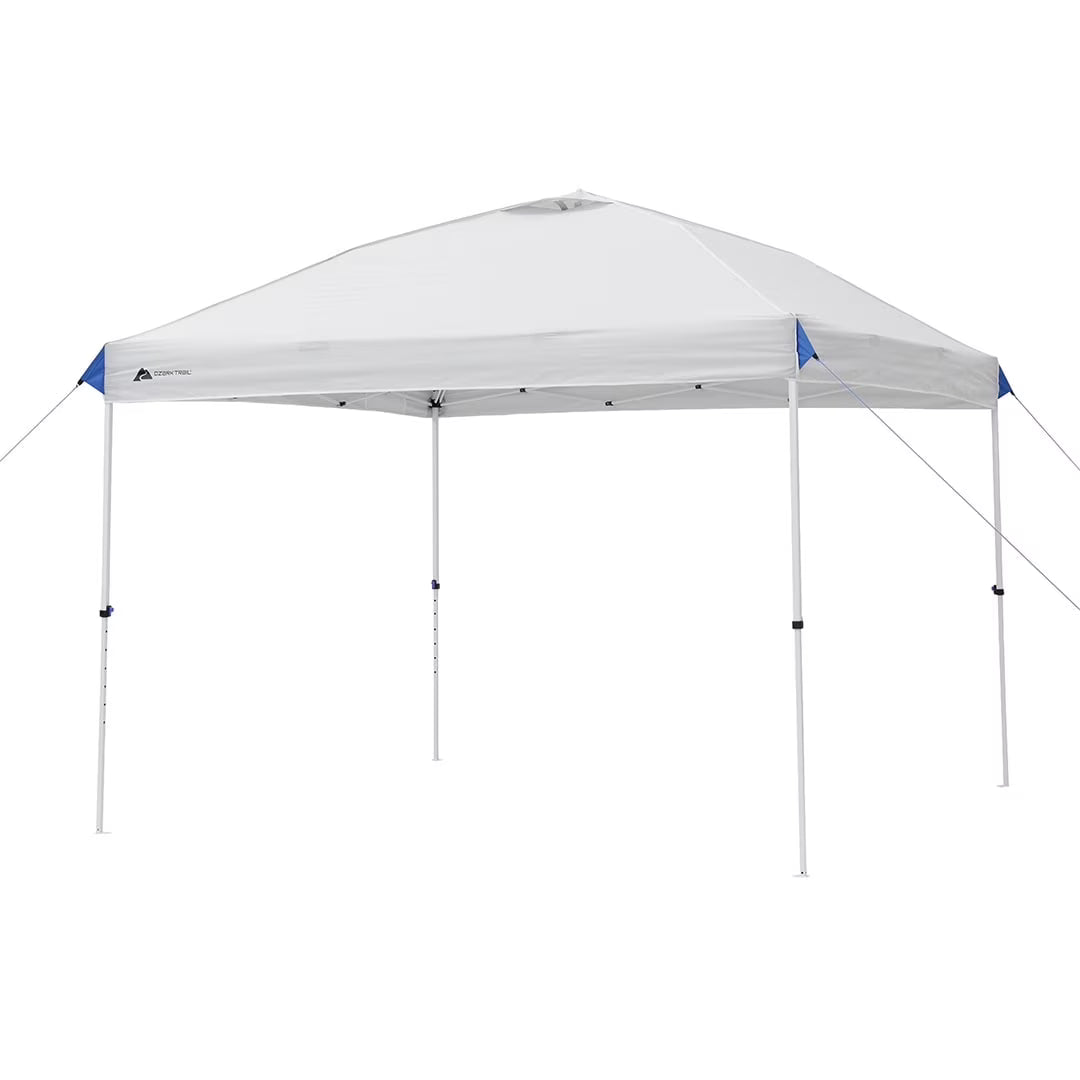 Ozark Trail 10x10 Instant Pop Up Canopy Tent with Simple Push Setup �?Straight Leg Pop-Up Tent for Tailgating, Camping & Events, White