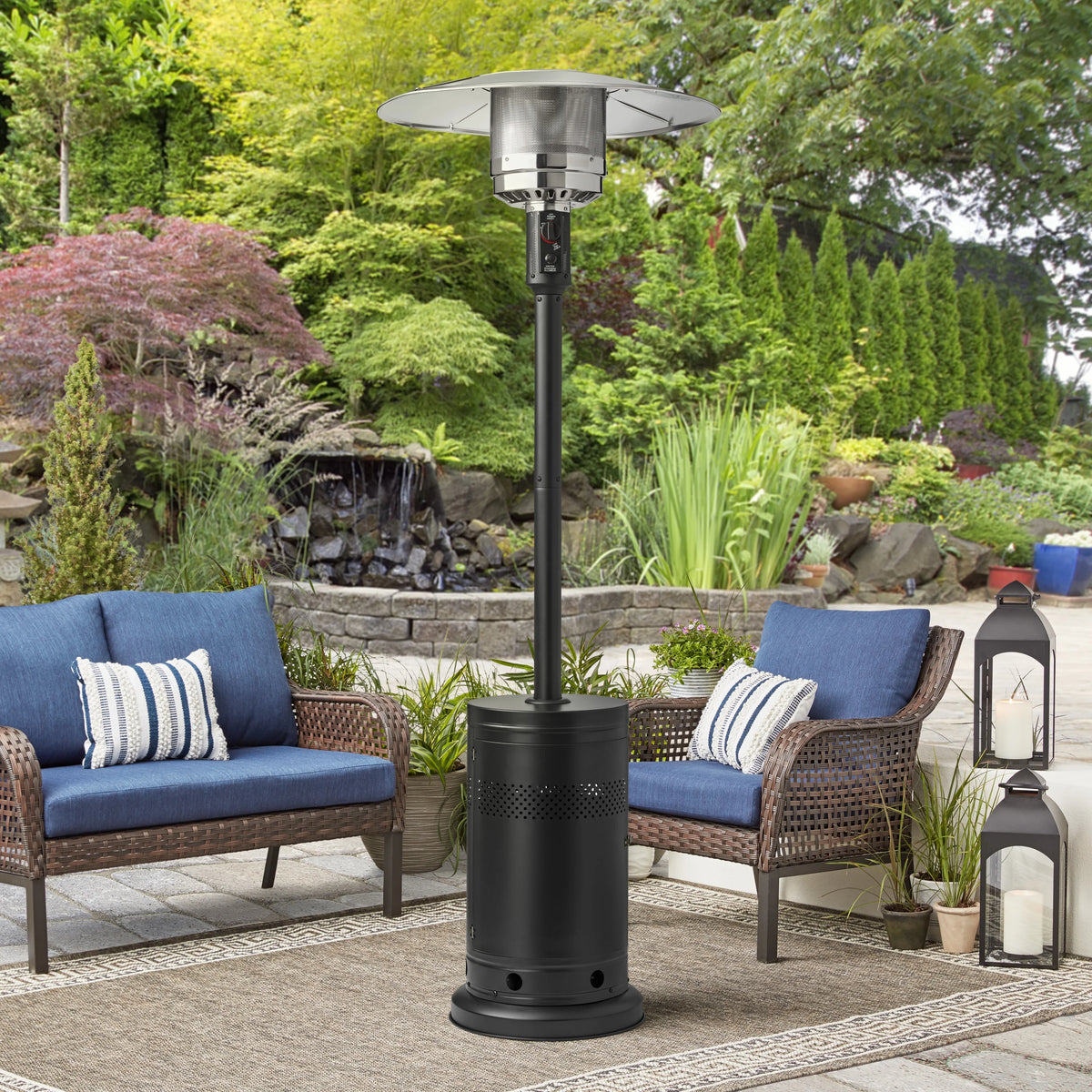 (3 pack) Mainstays 48,000 BTU Freestanding Metal Propane Patio Heater, Black
