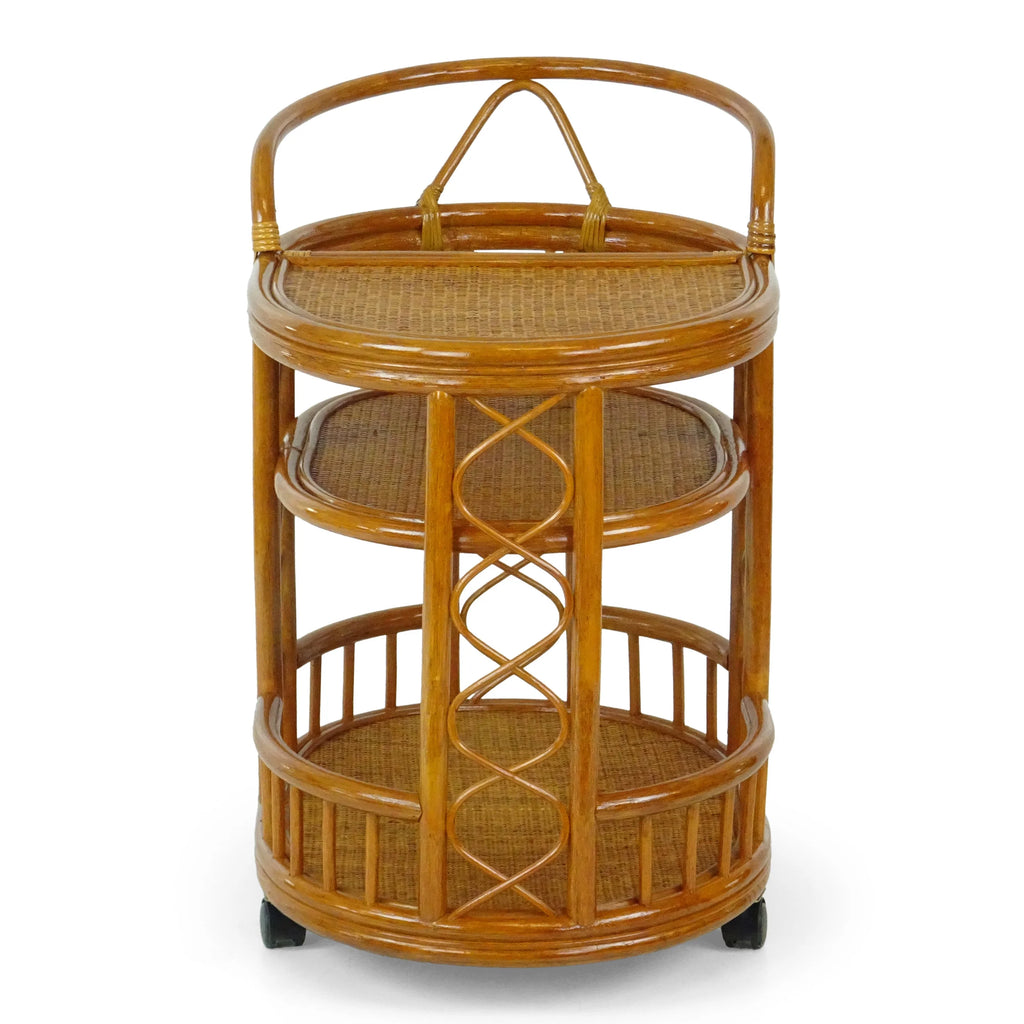 SK New Interiors Trolly Moving Serving Cart Bar Table ECO Natural Rattan Wicker Handmade, Colonial