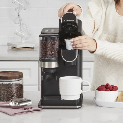 Cuisinart Grind & Brew Classic Black Single Serve Coffee Maker with Built-In Grinder
