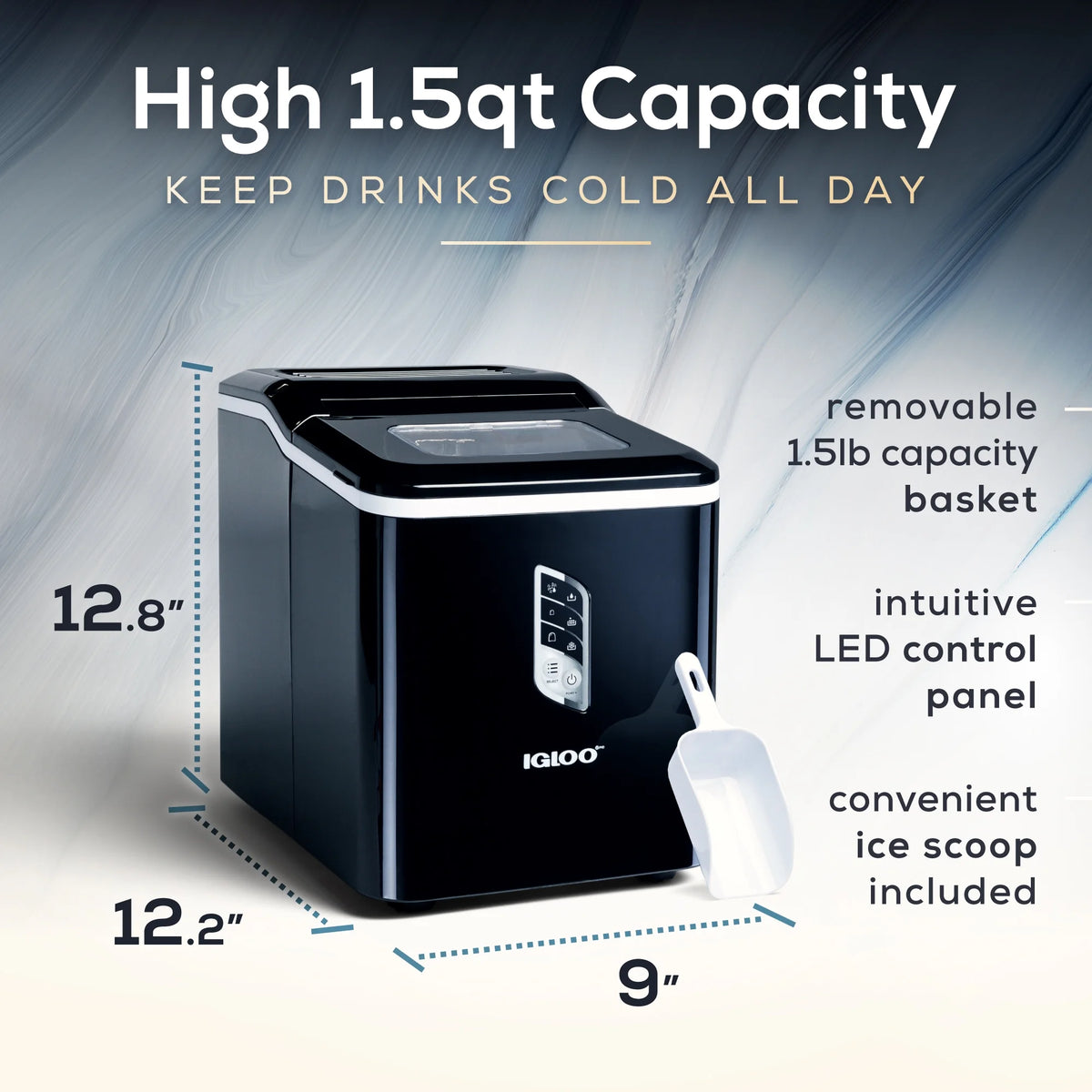 Igloo Automatic Ice Machine Self Cleaning Countertop Ice Maker for Water Bottle & Drinks, Aqua