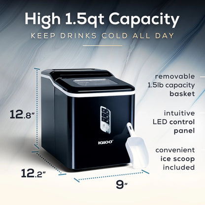 Igloo Automatic Ice Machine Self Cleaning Countertop Ice Maker for Water Bottle & Drinks, Aqua