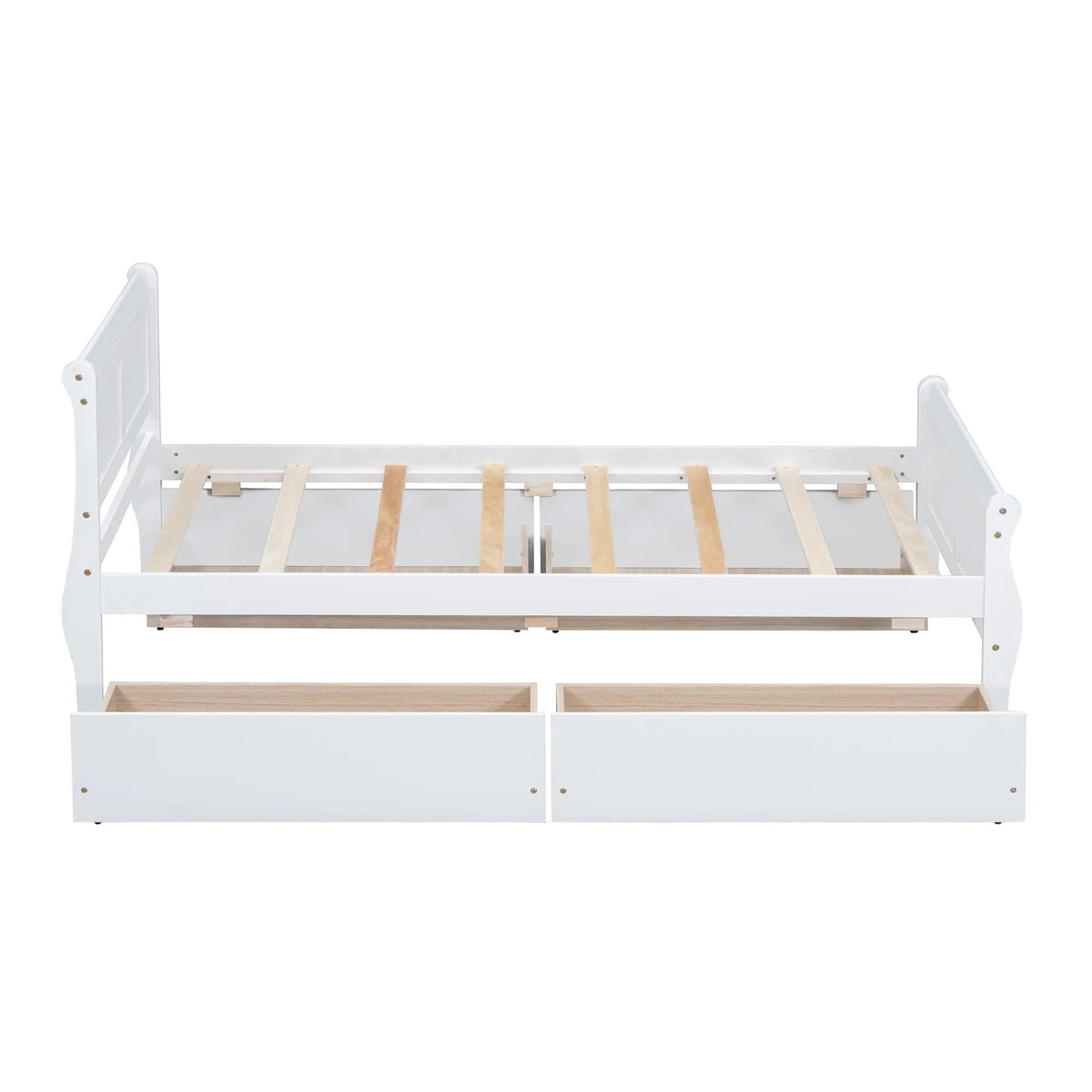 Full Size Wood Platform Bed with 4 Drawers,Storage Bed Frame with Streamlined Headboard and Footboard for Kids, Teens, Boys, Girls,Wooden Slats Support, No Box Spring Needed,Oak