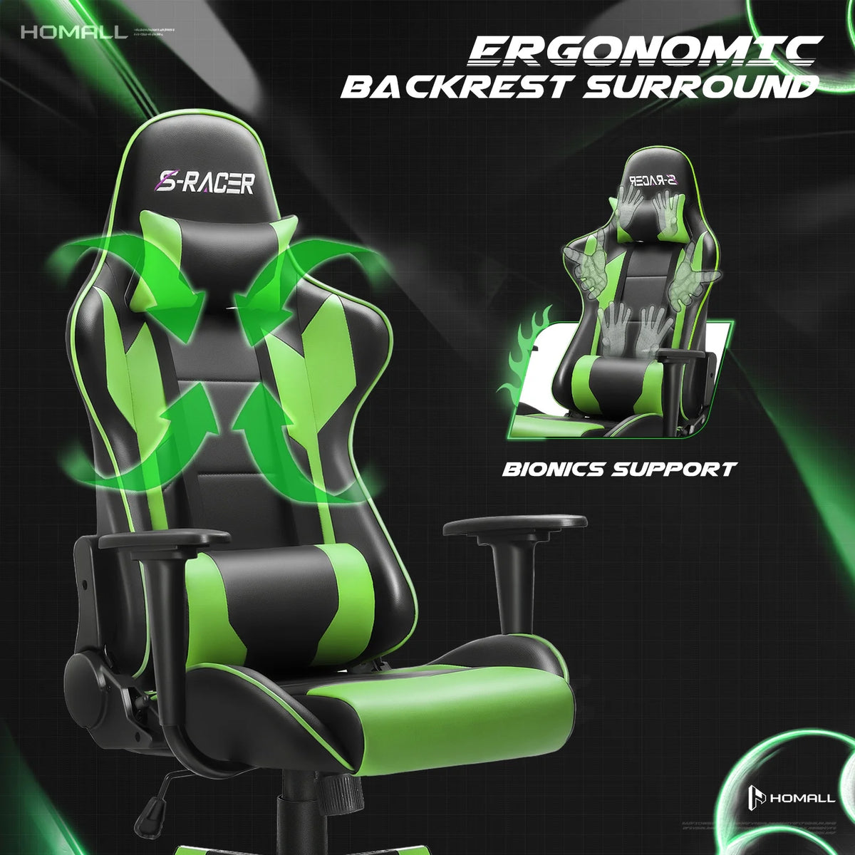 Homall Gaming Chair office Chair with Headrest & Lumbar Support, Pink