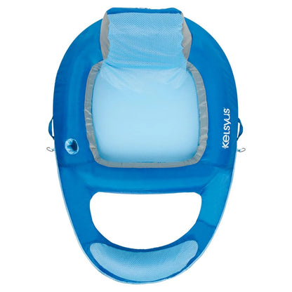 Kelsyus Floating Pool Lounger Inflatable Chair w/ Cup Holder Blue (2 Pack) 80014