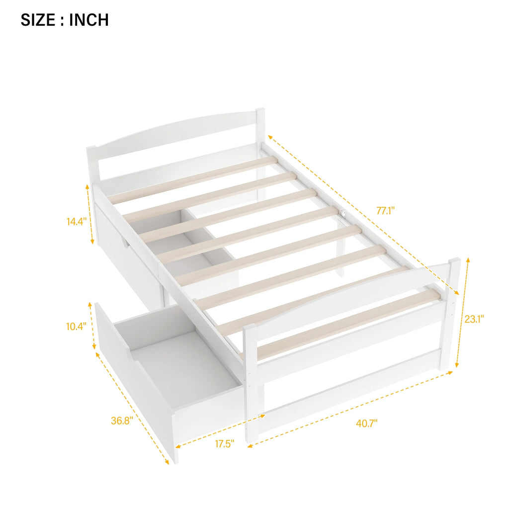 Euroco Twin Size Wooden Daybed with 2 Storage Drawers for Kids Bedroom, Gray