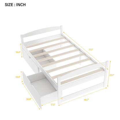 Euroco Twin Size Wooden Daybed with 2 Storage Drawers for Kids Bedroom, Gray